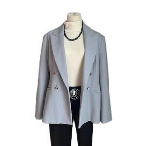 Zara Gray Double-Breasted Blazer Size Large